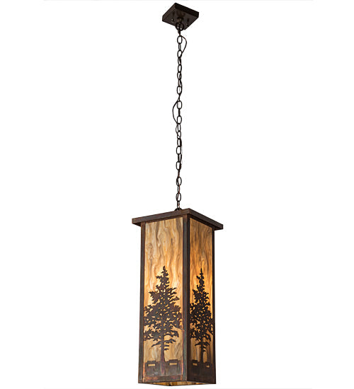 Meyda Lighting Tamarack 14" Vintage Copper Pendant Light With Travertine Idalight Shade Glass