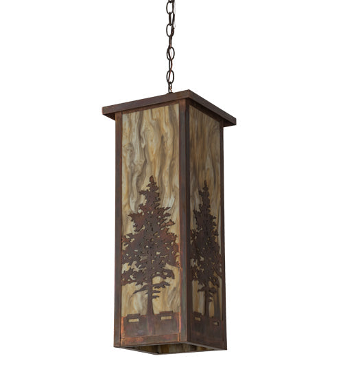 Meyda Lighting Tamarack 14" Vintage Copper Pendant Light With Travertine Idalight Shade Glass