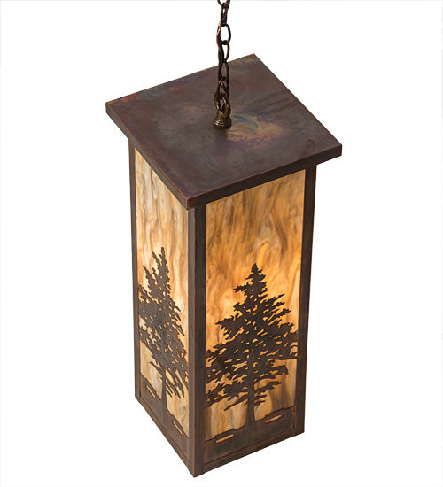 Meyda Lighting Tamarack 14" Vintage Copper Pendant Light With Travertine Idalight Shade Glass