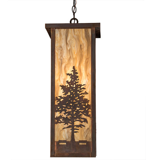 Meyda Lighting Tamarack 14" Vintage Copper Pendant Light With Travertine Idalight Shade Glass