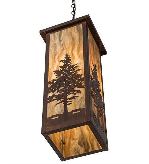 Meyda Lighting Tamarack 14" Vintage Copper Pendant Light With Travertine Idalight Shade Glass
