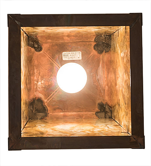 Meyda Lighting Tamarack 14" Vintage Copper Pendant Light With Travertine Idalight Shade Glass