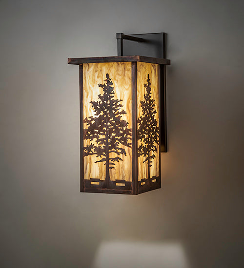 Meyda Lighting Tamarack 14" Vintage Copper Wall Sconce With Travertine Idalight Shade Glass