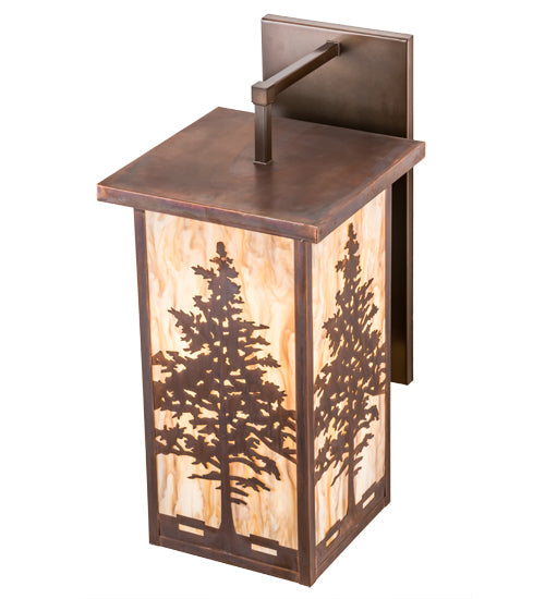 Meyda Lighting Tamarack 14" Vintage Copper Wall Sconce With Travertine Idalight Shade Glass