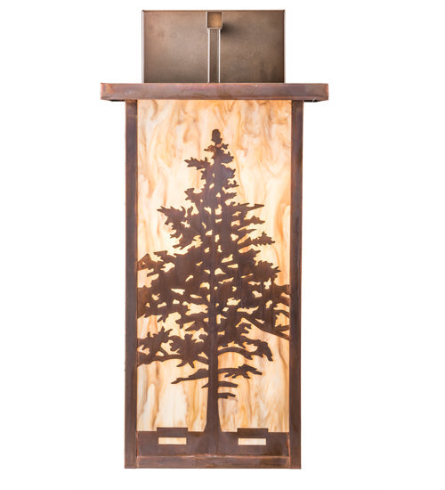 Meyda Lighting Tamarack 14" Vintage Copper Wall Sconce With Travertine Idalight Shade Glass