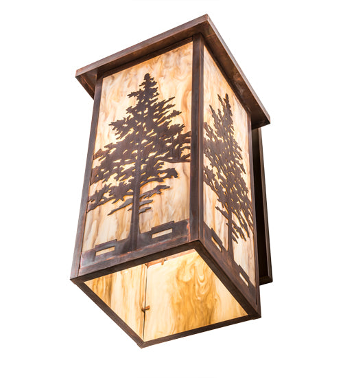 Meyda Lighting Tamarack 14" Vintage Copper Wall Sconce With Travertine Idalight Shade Glass