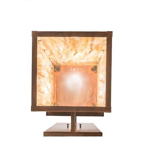 Meyda Lighting Tamarack 14" Vintage Copper Wall Sconce With Travertine Idalight Shade Glass
