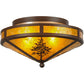 Meyda Lighting Tamarack 16" 2-Light Cafe Noir Flush Mount Light With Amber Mica Shade Glass