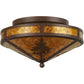 Meyda Lighting Tamarack 16" 2-Light Cafe Noir Flush Mount Light With Amber Mica Shade Glass