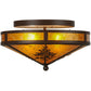 Meyda Lighting Tamarack 16" 2-Light Cafe Noir Flush Mount Light With Amber Mica Shade Glass