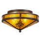 Meyda Lighting Tamarack 16" 2-Light Cafe Noir Flush Mount Light With Amber Mica Shade Glass