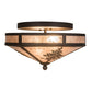Meyda Lighting Tamarack 16" 2-Light Oil Rubbed Bronze Flush Mount Light With Silver Mica Shade Glass