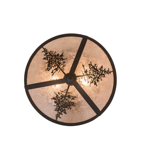 Meyda Lighting Tamarack 16" 2-Light Oil Rubbed Bronze Flush Mount Light With Silver Mica Shade Glass