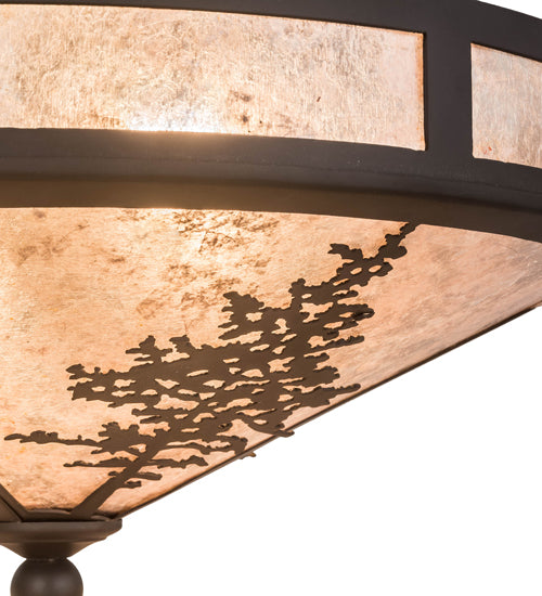Meyda Lighting Tamarack 16" 2-Light Oil Rubbed Bronze Flush Mount Light With Silver Mica Shade Glass