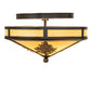 Meyda Lighting Tamarack 16" 2-Light Timeless Bronze Flush Mount Light With Tawnyrock Idalight Shade