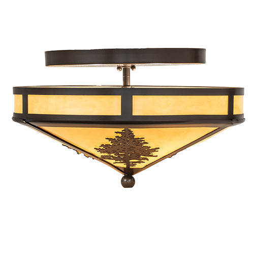 Meyda Lighting Tamarack 16" 2-Light Timeless Bronze Flush Mount Light With Tawnyrock Idalight Shade
