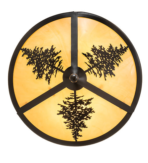 Meyda Lighting Tamarack 16" 2-Light Timeless Bronze Flush Mount Light With Tawnyrock Idalight Shade