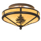 Meyda Lighting Tamarack 16" 2-Light Timeless Bronze Flush Mount Light With Tawnyrock Idalight Shade