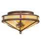 Meyda Lighting Tamarack 16" 2-Light Vintage Copper Flush Mount Light With Beige Iridescent Shade Glass
