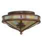 Meyda Lighting Tamarack 16" 2-Light Vintage Copper Flush Mount Light With Beige Iridescent Shade Glass