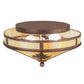 Meyda Lighting Tamarack 16" 2-Light Vintage Copper Flush Mount Light With Beige Iridescent Shade Glass