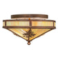 Meyda Lighting Tamarack 16" 2-Light Vintage Copper Flush Mount Light With Beige Iridescent Shade Glass