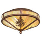 Meyda Lighting Tamarack 16" 2-Light Vintage Copper Flush Mount Light With Beige Iridescent Shade Glass