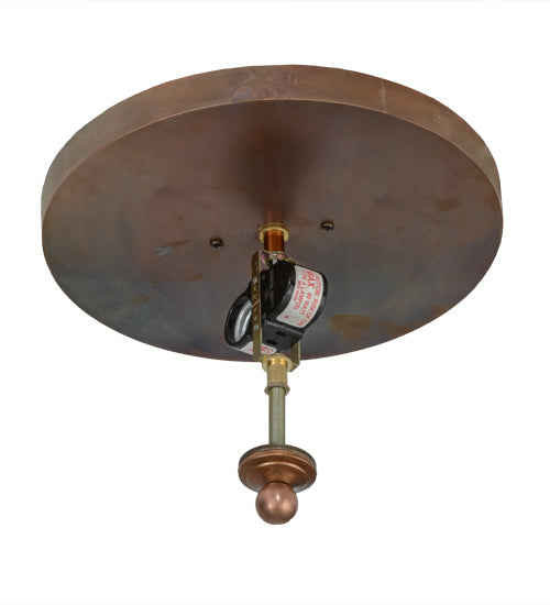 Meyda Lighting Tamarack 16" 2-Light Vintage Copper Flush Mount Light With Beige Iridescent Shade Glass