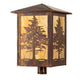 Meyda Lighting Tamarack 16"Sq Vintage Copper Outdoor Post Mount Light With Beige Travertine Idalight Shade