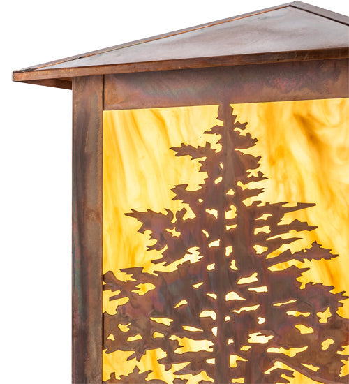Meyda Lighting Tamarack 16"Sq Vintage Copper Outdoor Post Mount Light With Beige Travertine Idalight Shade