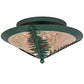 Meyda Lighting Tamarack 18" 3-Light Forest Green Flush Mount Light With Silver Mica Shade Glass