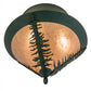 Meyda Lighting Tamarack 18" 3-Light Forest Green Flush Mount Light With Silver Mica Shade Glass