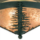 Meyda Lighting Tamarack 18" 3-Light Forest Green Flush Mount Light With Silver Mica Shade Glass