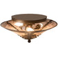 Meyda Lighting Tamarack 18" 3-Light Timeless Bronze Flush Mount Light With Silver Mica Shade Glass