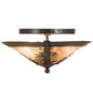 Meyda Lighting Tamarack 18" 3-Light Timeless Bronze Flush Mount Light With Silver Mica Shade Glass