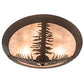 Meyda Lighting Tamarack 18" 3-Light Timeless Bronze Flush Mount Light With Silver Mica Shade Glass