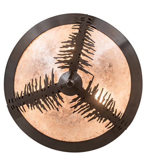 Meyda Lighting Tamarack 18" 3-Light Timeless Bronze Flush Mount Light With Silver Mica Shade Glass