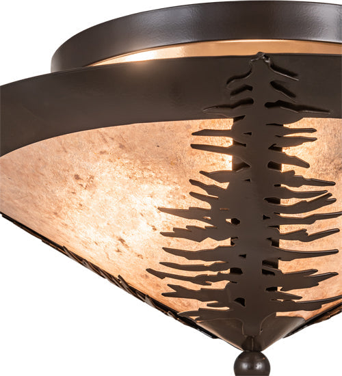 Meyda Lighting Tamarack 18" 3-Light Timeless Bronze Flush Mount Light With Silver Mica Shade Glass