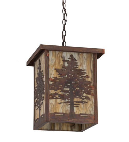 Meyda Lighting Tamarack 190096 14" Vintage Copper Pendant Light With Travertine Idalight Shade Glass