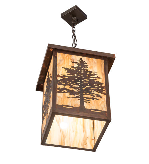 Meyda Lighting Tamarack 190096 14" Vintage Copper Pendant Light With Travertine Idalight Shade Glass