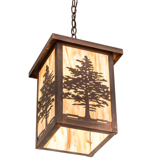 Meyda Lighting Tamarack 194234 14" Vintage Copper Pendant Light With Travertine Idalight Shade