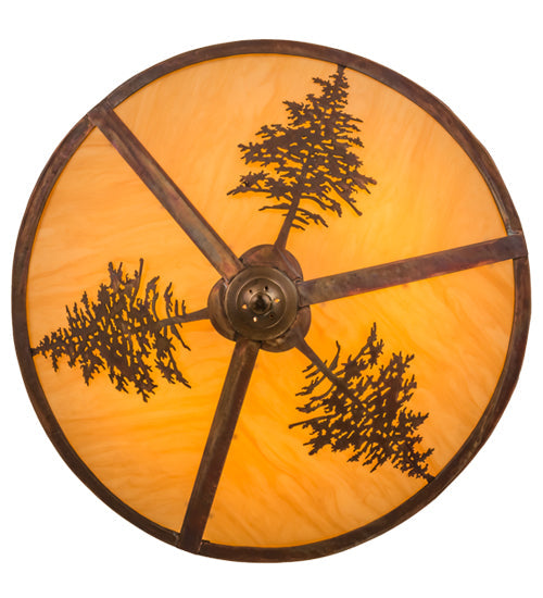 Meyda Lighting Tamarack 20" 2-Light Hammered Vintage Copper Flush Mount Light With Tawnyrock Idalight Shade Glass