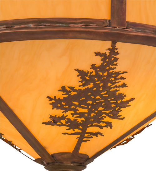 Meyda Lighting Tamarack 20" 2-Light Hammered Vintage Copper Flush Mount Light With Tawnyrock Idalight Shade Glass