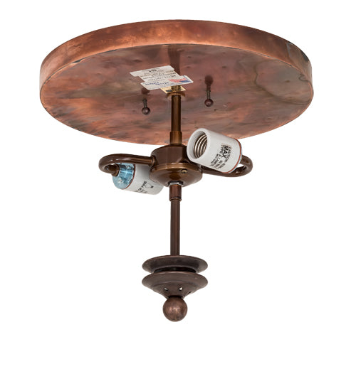 Meyda Lighting Tamarack 20" 2-Light Hammered Vintage Copper Flush Mount Light With Tawnyrock Idalight Shade Glass