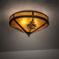 Meyda Lighting Tamarack 20" 2-Light Mahogany Bronze Flush Mount Light With Amber Mica Shade Glass