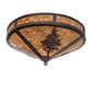 Meyda Lighting Tamarack 20" 2-Light Mahogany Bronze Flush Mount Light With Amber Mica Shade Glass
