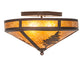 Meyda Lighting Tamarack 20" 2-Light Mahogany Bronze Flush Mount Light With Amber Mica Shade Glass