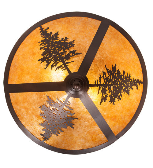 Meyda Lighting Tamarack 20" 2-Light Mahogany Bronze Flush Mount Light With Amber Mica Shade Glass