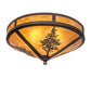 Meyda Lighting Tamarack 20" 2-Light Mahogany Bronze Flush Mount Light With Amber Mica Shade Glass
