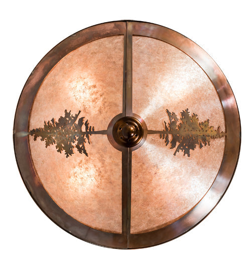 Meyda Lighting Tamarack 20" 4-Light Vintage Copper Flush Mount Light With Silver Mica Shade Glass